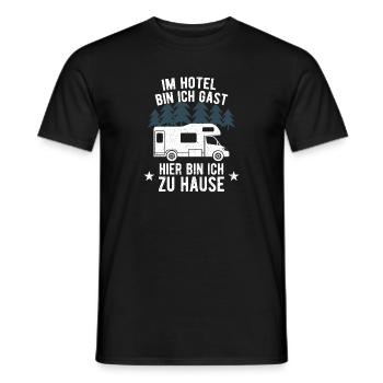 Wohnmobil - Im Hotel bin ich Gast - Hier bin ich.. - Männer T-Shirt - Schwarz - Vorne - AI Model Male 178 light (178cm)
