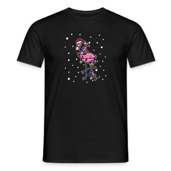 Pink Flamingo Christmas - Men's T-Shirt - black - Front - AI Model Male 178 light (178cm)