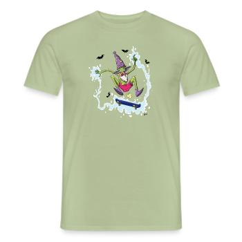 Wizard Skating Poop - Männer T-Shirt - Sage - Vorne - AI Model Male 178 light (178cm)