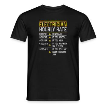 Electrician hourly wage - Men's T-Shirt - black - Front - AI Model Male 178 light (178cm)