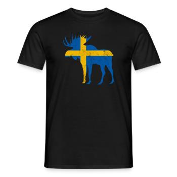 Orignal de Suède avec drapeau - T-shirt homme - noir - Devant - AI Model Male 178 light (178cm)