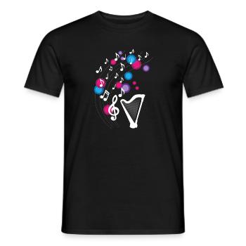 Harp Music Notes Design for Harp Musicians - Men's T-Shirt - black - Front - AI Model Male 178 light (178cm)