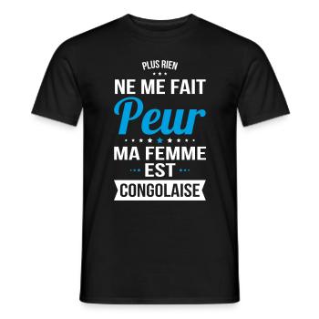 Rien ne me fait peur ma femme est Congolaise - T-shirt homme - noir - Devant - AI Model Male 178 light (178cm)