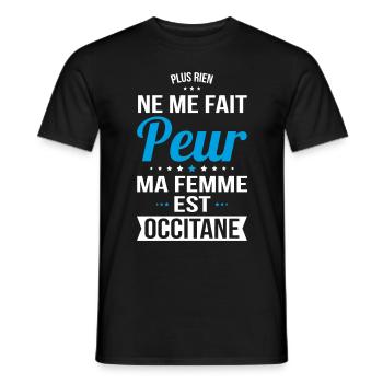 Rien ne me fait peur ma femme est Occitane - T-shirt homme - noir - Devant - AI Model Male 178 light (178cm)