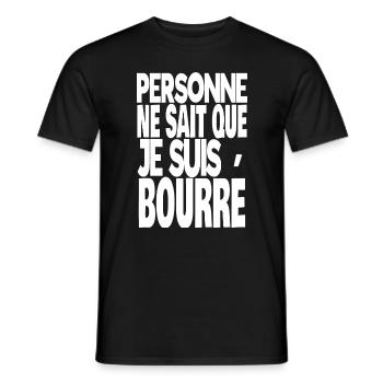 personne ne sait que je suis bourré - T-shirt homme - noir - Devant - AI Model Male 178 light (178cm)