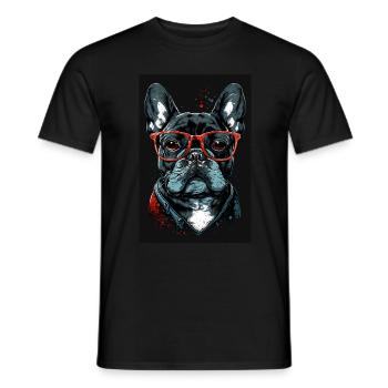 Mops Französische Bulldogge Besserwisser Brille - Männer T-Shirt - Schwarz - Vorne - AI Model Male 178 light (178cm)