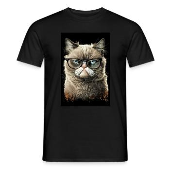 Morgenmuffel Besserwisser Katze Brille Ink - Männer T-Shirt - Schwarz - Vorne - AI Model Male 178 light (178cm)