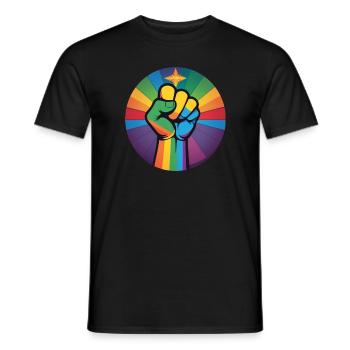 LGBTQ Hand - Regenbogen gay pride - Männer T-Shirt - Schwarz - Vorne - AI Model Male 178 light (178cm)