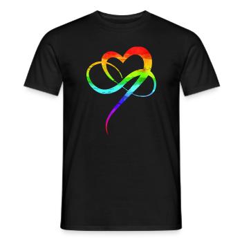 Homo love CSD rainbow heart polygamy IDAHOBIT - Men's T-Shirt - black - Front - AI Model Male 178 light (178cm)