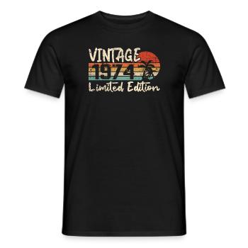 Vintage 1974 Vintage 1974 Birthday Gift - Men's T-Shirt - black - Front - AI Model Male 178 light (178cm)