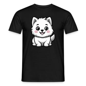 Chien Samoyède Mignon - T-shirt homme - noir - Devant - AI Model Male 178 light (178cm)