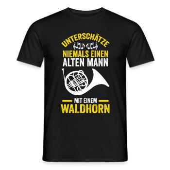 Waldhorn Hornist Opa Orchester Großvater Jazz Musi - Männer T-Shirt - Schwarz - Vorne - AI Model Male 178 light (178cm)