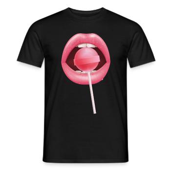 Lollipop red Lips Lollipop, Lollipop Oh lolli loll - T-shirt homme - noir - Devant - AI Model Male 178 light (178cm)