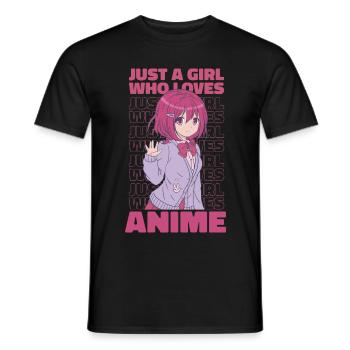 Juste une fille qui aime Anime Anime Girl Anime Merch - T-shirt homme - noir - Devant - AI Model Male 178 light (178cm)