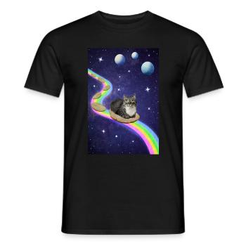 Cute Space cat - Men's T-Shirt - black - Front - AI Model Male 178 light (178cm)