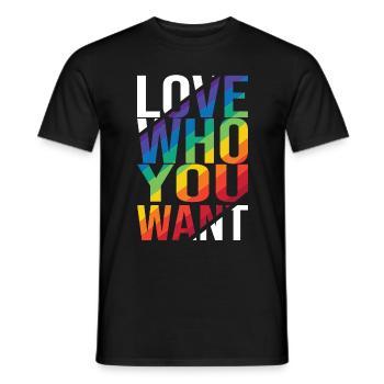 Love Who You Want Gay Pride LGBTQ Regenbogen CSD - Männer T-Shirt - Schwarz - Vorne - AI Model Male 178 light (178cm)