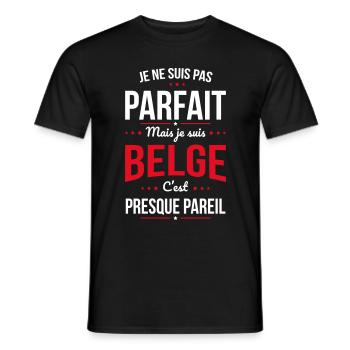 Je ne suis pas parfait mais je suis Belge - T-shirt homme - noir - Devant - AI Model Male 178 light (178cm)
