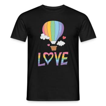 Gay Pride Love Rainbow Hot Air Balloon - Men's T-Shirt - black - Front - AI Model Male 178 light (178cm)