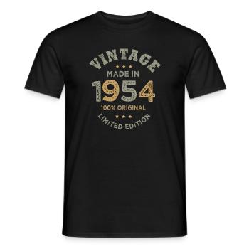 Born in 1954 Vintage 1954 Birthday - Men's T-Shirt - black - Front - AI Model Male 178 light (178cm)