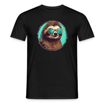 Sloth with sunglasses, sluggishness - Men's T-Shirt - black - Front - AI Model Male 178 light (178cm)