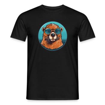 Biber mit Sonnenbrille, Nagetier, Castor - Männer T-Shirt - Schwarz - Vorne - AI Model Male 178 light (178cm)