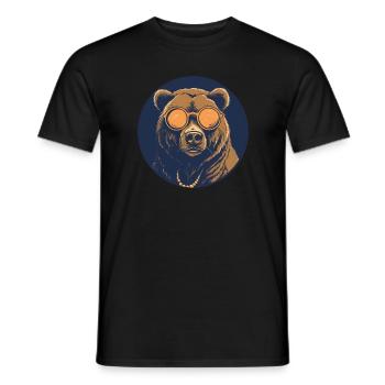 Bear with sunglasses, grizzly, teddy, cub - Men's T-Shirt - black - Front - AI Model Male 178 light (178cm)