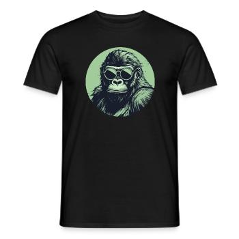 Gorilla with sunglasses, monkey, primate - Men's T-Shirt - black - Front - AI Model Male 178 light (178cm)