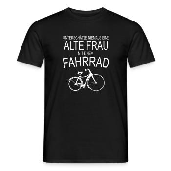 Old Woman - Bicycle - Men's T-Shirt - black - Front - AI Model Male 178 light (178cm)