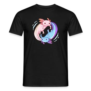 Anime Axolotl Yin Yang Design für Axolotl Fans - Männer T-Shirt - Schwarz - Vorne - AI Model Male 178 light (178cm)