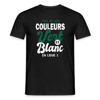 Les Verts fiers des couleurs footfball st étienne - T-shirt homme - noir - Devant - AI Model Male 178 light (178cm)