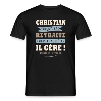 Christian humour retraité cadeau retraite homme - T-shirt homme - noir - Devant - AI Model Male 178 light (178cm)