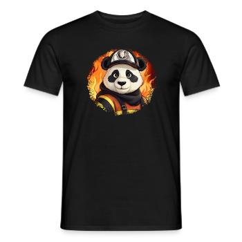 Pandas Pompiers / Pompier Panda - T-shirt homme - noir - Devant - AI Model Male 178 light (178cm)