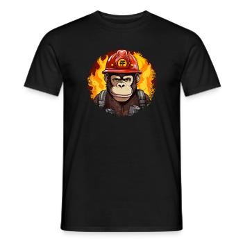 Singe de pompiers - T-shirt homme - noir - Devant - AI Model Male 178 light (178cm)