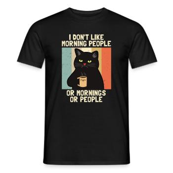 I Hate Morning People Café Chat Cat cadeau - T-shirt homme - noir - Devant - AI Model Male 178 light (178cm)
