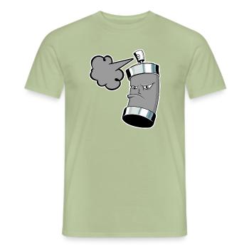 Pulvérisation de bombe graffiti avec spray - T-shirt homme - vert sauge - Devant - AI Model Male 178 light (178cm)