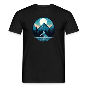 Minimalistisches Design: Campingfreude am See - Männer T-Shirt - Schwarz - Vorne - AI Model Male 178 light (178cm)