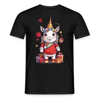 Noël festif de licorne avec cadeaux - T-shirt homme - noir - Devant - AI Model Male 178 light (178cm)