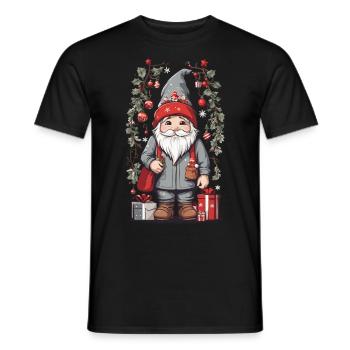 Festlicher Weihnachten Gnom Nordischer Wichtel - Männer T-Shirt - Schwarz - Vorne - AI Model Male 178 light (178cm)