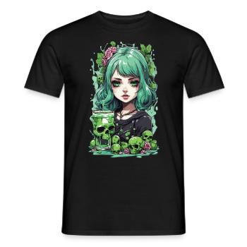 Gothic Poison Girl Anime Cocktail Mystic Design - Men's T-Shirt - black - Front - AI Model Male 178 light (178cm)