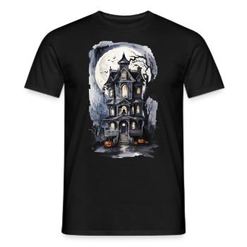 Hexenhaus Vollmond Fledermaus Zauber Kürbis Art - Männer T-Shirt - Schwarz - Vorne - AI Model Male 178 light (178cm)