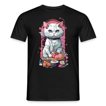 Kawaii chats Sushi Goth Pastel amoureux - T-shirt homme - noir - Devant - AI Model Male 178 light (178cm)
