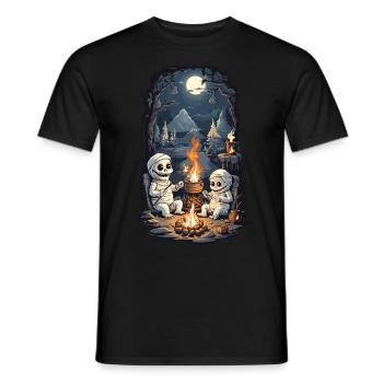 Halloween Mumie Camping Lagerfeuer Cartoon - Männer T-Shirt - Schwarz - Vorne - AI Model Male 178 light (178cm)