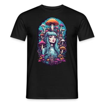 Psychedelic Pastel Dream Mushrooms Festival Design - Men's T-Shirt - black - Front - AI Model Male 178 light (178cm)