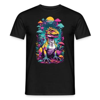 Psychedelic Mushroom Dino Aesthetic Festival Design - Men's T-Shirt - black - Front - AI Model Male 178 light (178cm)