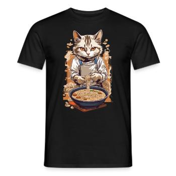 Kawaii Ramen Katze Japan Food Streetwear Aesthetic - Männer T-Shirt - Schwarz - Vorne - AI Model Male 178 light (178cm)