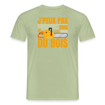 J'peux Pas Je Dois Faire Du Bois, Papa Forestier - T-shirt homme - vert sauge - Devant - AI Model Male 178 light (178cm)