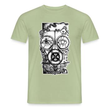 Masque à gaz Masque à gaz Toxique Fin du monde - T-shirt homme - vert sauge - Devant - AI Model Male 178 light (178cm)