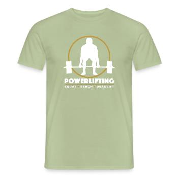 Power Lifting | Squat Bench Soulevé de terre - T-shirt homme - vert sauge - Devant - AI Model Male 178 light (178cm)