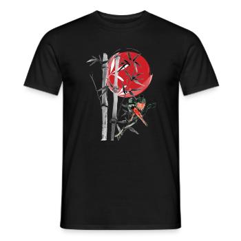 Bambusreihe im roten Mond - Männer T-Shirt - Schwarz - Vorne - AI Model Male 178 light (178cm)