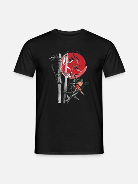 Bamboo row in the red moon - Men's T-Shirt - black